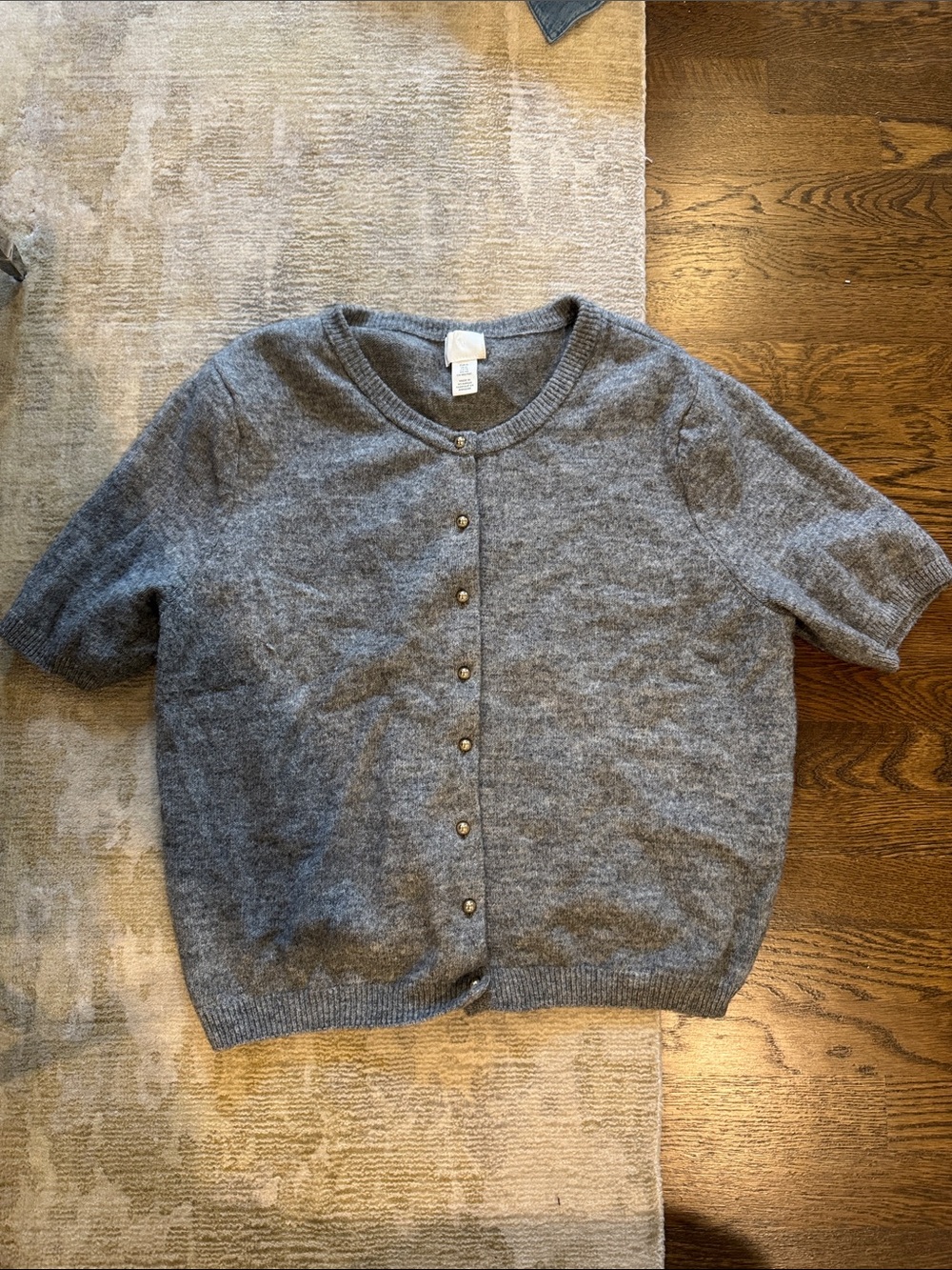 H&M Gray Short Sleeve Gold Buttoned Cardigan